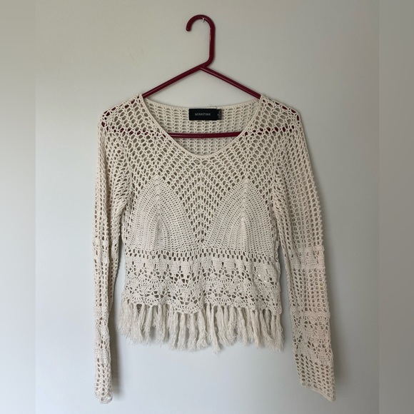 MINKPINK Henna Cream Crochet Crop Top - Picture 4 of 12